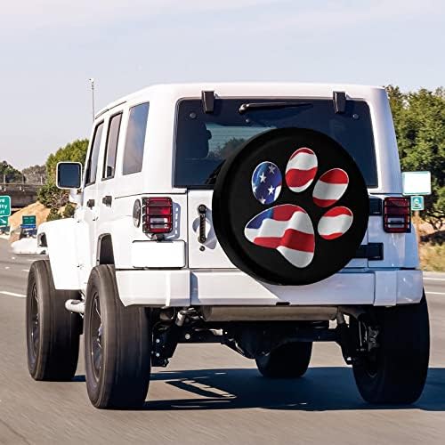 Paws US American Flag Spare Tire Cover Dust-Proof Wheel Tire Cover Fit Trailer - Image 3