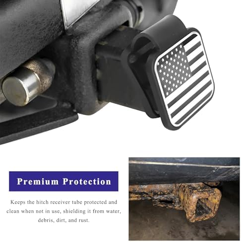 2 Inch Rubber Trailer Hitch Cover, Dustproof American Flag Hitch Cover Tube - Image 5