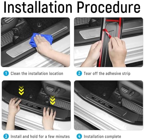 ZZEQYG 4 Pcs ABS Interior Carbon Fiber Door Sill Protector Compatible - Image 5