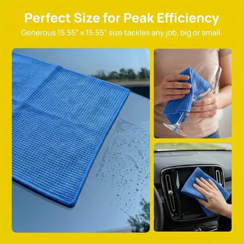 3PCS Microfiber Car Towels, 15x15 Inch, Highly Absorbent Waffle Weave Drying - Image 5