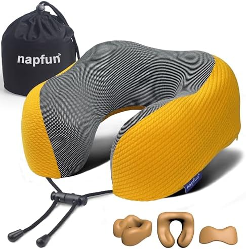 napfun Neck Pillow for Travel, Memory Foam Airplane Pillow by NAPFUN