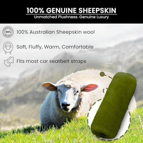 Andalus Genuine Sheepskin Car Seat Belt Cover Pad – Soft Fuzzy, Comfy Fluffy - Image 2