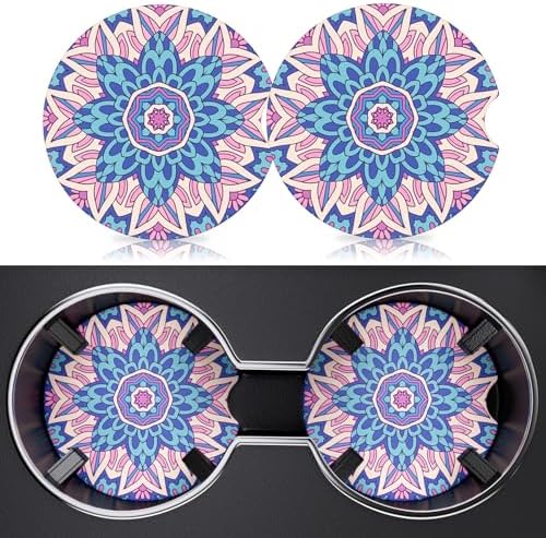 2 Pack Car Cup Holder Coasters, 2.63 inch Anti Slip Insert Absorbent Ceramic by Heainaiyoo