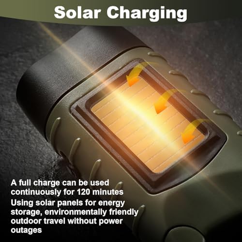 2Pcs Hand Crank Solar Powered Flashlight, Emergency Rechargeable - Image 2