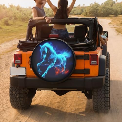 Delerain Spare Tire Cover Blue Horse Wheel Covers Waterproof Dust-Proof UV Sun - Image 4