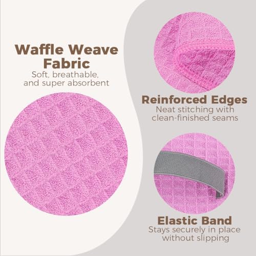 HOMEXCEL 2PK Microfiber Hair Towels Waffle Weave, 40x26.5 in, Fast Drying - Image 3