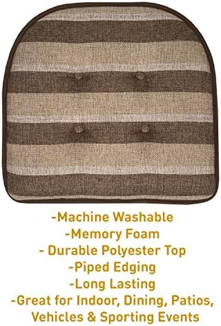 Sweet Home Collection Chair Cushion Memory Foam Pads Tufted Slip Non Skid - Image 2
