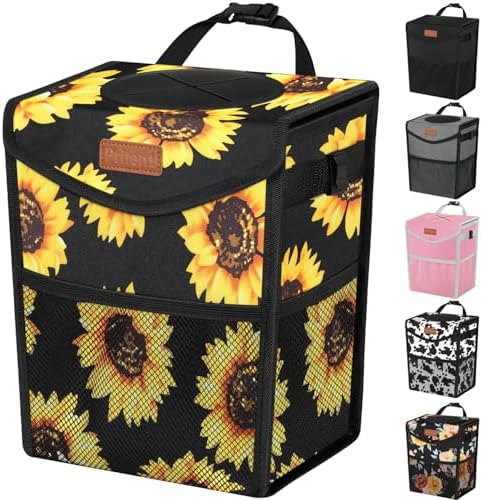 Pritent Car Trash Can with Lid Leakproof Car Garbage Bag Vehicle Trash Bin by Pritent