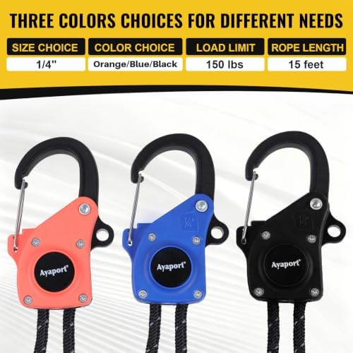 Ayaport 1/4" Adjustable Rope Tie Down Ratchet 4Pack, 15FT Ratchet Rope - Image 7