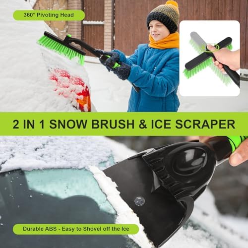 Snow Brush with Ice Scraper 33 inch, 2 in 1 Extendable Snow Removal - Image 2