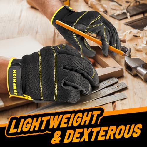 Mens Work Gloves 2 Pairs, Synthetic Leather Mechanic Gloves, Touchscreen - Image 6