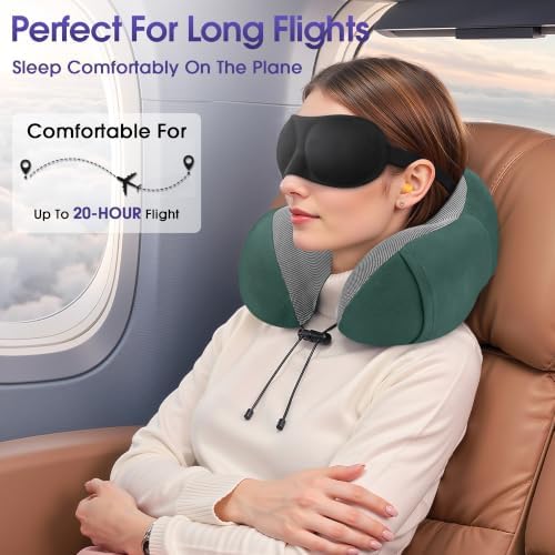 CloudBliss Memory Foam Travel Neck Pillow Airplane, 2 Pack - Image 3