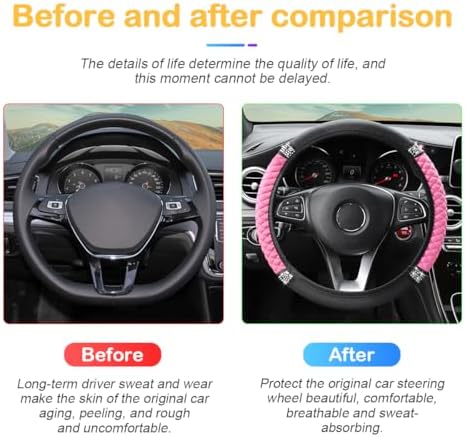 Osilly 15 Inch Rhinestone Leather Steering Wheel Cover - Image 5