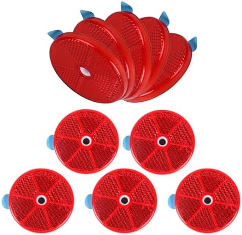 10 Pack Red Self Adhesive and Screw on Round Reflectors DOT - Image 6