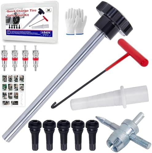 Quick Change Tire Valve Tool Kit, Tire Valve Stem Core Quickly Replacement Tool by Richcat