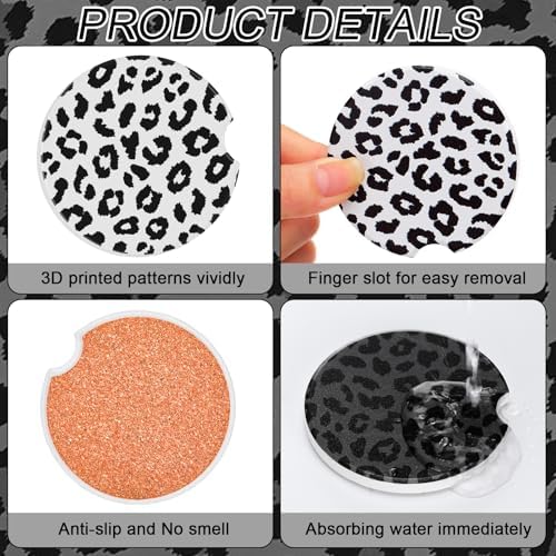 Boao 4 Pcs Leopard Car Cupholder Coasters - Image 3