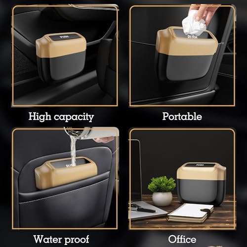 1 Pack Car Trash Can with Lid, Built-in Storage Garbage Bag - Image 4