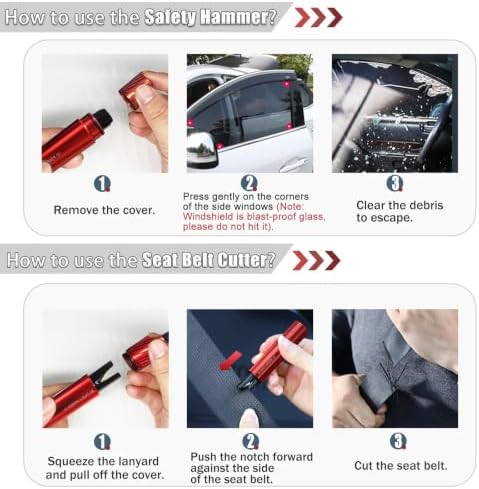 2 Pack Car Window Breaker and Seatbelt Cutter, Auto Rescue Tool, Safe Hammer - Image 5