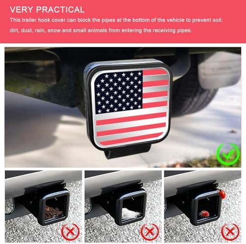 2 Inch Trailer Hitch Cover, Tow Hitch Covers, American Flag Tow Receiver Tube - Image 4