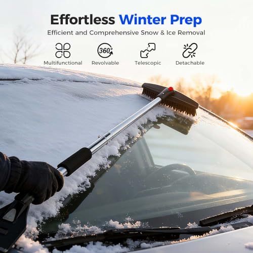 3 in 1 Car Snow Brush, Ice Scraper, Telescoping Snow Shovel - Image 2