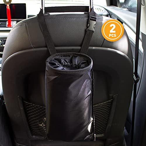 2 Pack Car Trash Bags Car Trash Can Washable Eco-Friendly Seat Back Hanging Car - Image 2