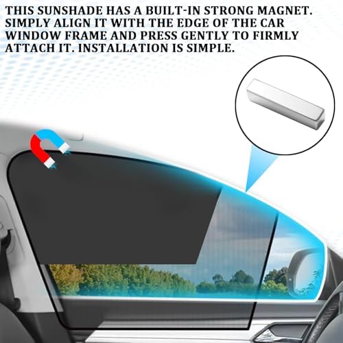 Magnetic Car Window Shades 4PCS Front & Rear Side Window, UV Protection Sun - Image 5
