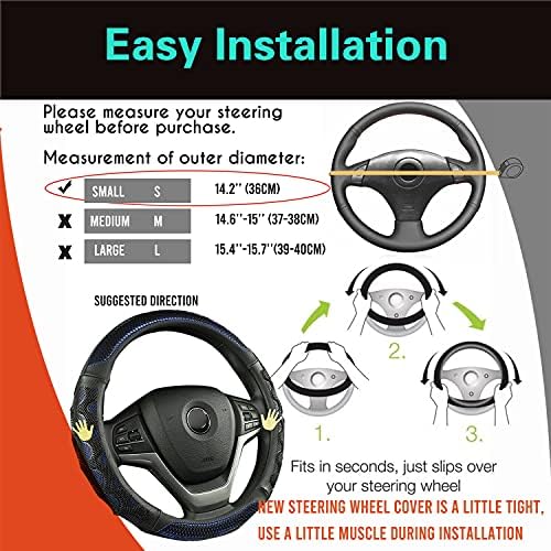 PINCTROT Small Size 14In Round Steering Wheel Cover Great Grip - Image 6