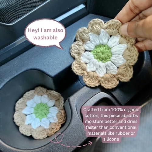 Cotton Car Coasters 2pc Car Cup Coasters Cute car Accessories - Image 3