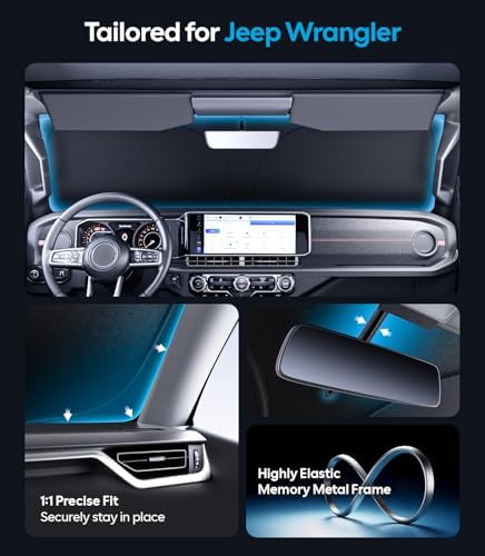 Wigoo for Jeep Wrangler 2018-2026 Windshield Sunshade, Keeps Interior Cool - Image 4