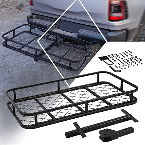 48" X 25.5" X 6" Carbon Steel Fold-Up Cargo Luggage Carrier Basket Fits 2" Tow - Image 2