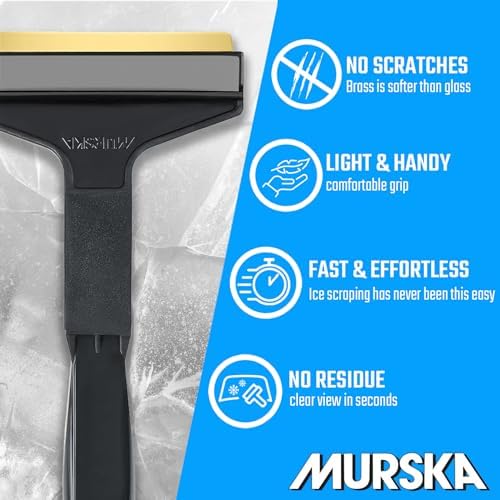 Car Ice Scraper Long Handle Ice Scraper Brass Blade 2 Pack 14, 5 inch Ice - Image 2