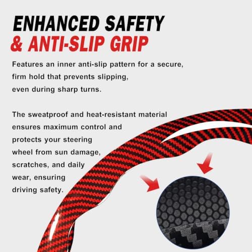 3pcs Universal Carbon Fiber Steering Wheel Cover, Anti-Slip & Segmented Design - Image 5