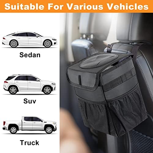 Car Trash Can Foldable Garbage Bin Leakproof 2.3 Gallons Car Trash Bag Black - Image 7