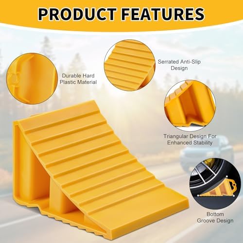 Wheel Chocks for Trailers, 4 Pack Hard Plastic RV Wheel Chocks - Image 3