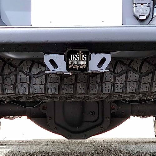 Bible Verse Safe Square Trailer Hitch Cover 2 Inch, Jesus is The Foundation of - Image 6