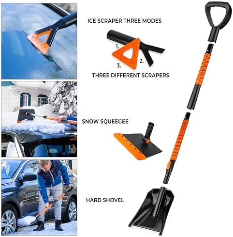 ZONETECH Extendable Snow Squeegee, Ice Scraper and Shovel 42" Lenght- Rotating - Image 2