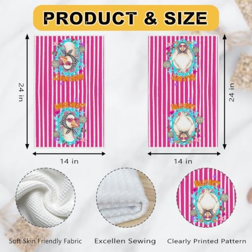 2 Pcs Funny Goose Kitchen Towels, Soft Absorbent Waffle Hand Tea Towel - Image 3