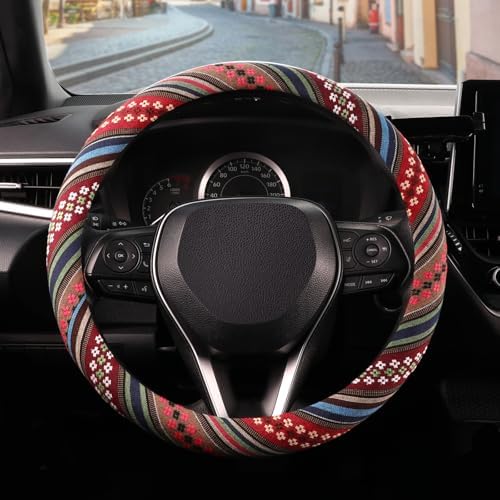 SEG Direct Boho Steering Wheel Cover, Baja Blanket Cloth, Coarse Flax by SEGDirect