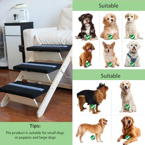2-in-1 Indoor Pet Ramp, Wooden Folding 3-Tier Pet Stairs - Image 5