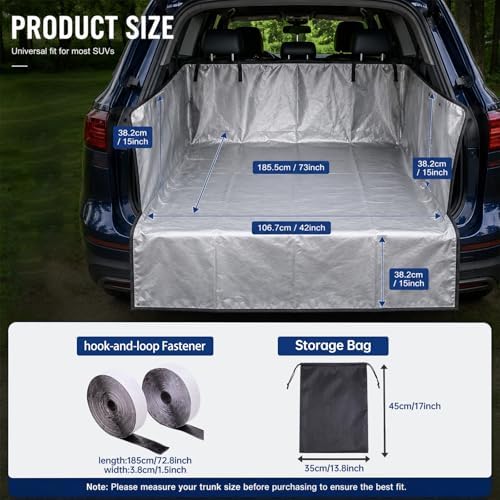 BBTO SUV Cargo Liner with Sides Lightweight 190t Silver Coated Fabric Trunk Mat - Image 2