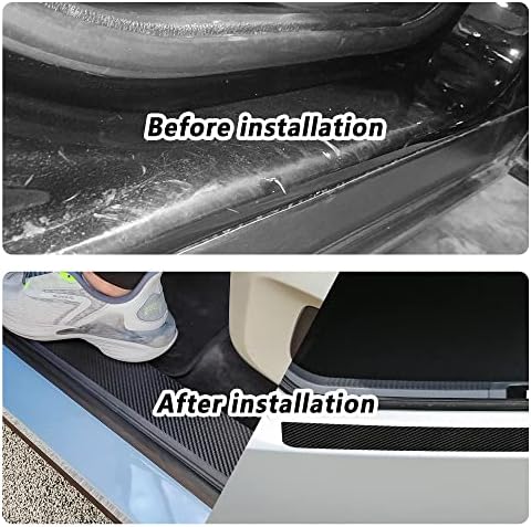 5Pcs Car Door Sill Protector, Carbon Fiber Threshold Anti-Scratch Sticker Door - Image 7