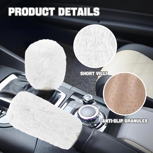 Hovom 2PCS Fluffy Car Gear Shift Knob Cover & Handbrake Cover - Image 3