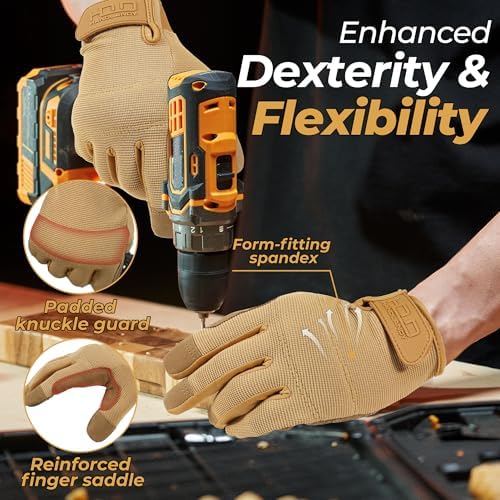 HANDLANDY Work Gloves for Men & Women, Utility Mechanic Working Gloves Touch - Image 3