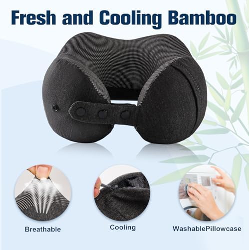 Cirorld Neck Pillow for Traveling, Travel Pillows for Airplanes Snow Black - Image 5
