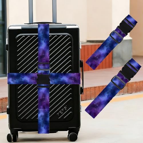 2PC, Galaxy Luggage Strap 1.97 x 70.87 inch Starry Sky Blue and Purple Nebula - Image 2
