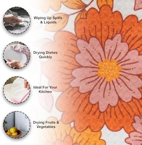 Flourish Wildflowers Microfiber Kitchen Towels | Waffle Fabric Tea Towel| Super - Image 2