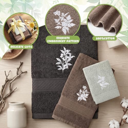 Peryiter 3 Pack Boho Botanical Decorative Bath Towel Set - Image 3