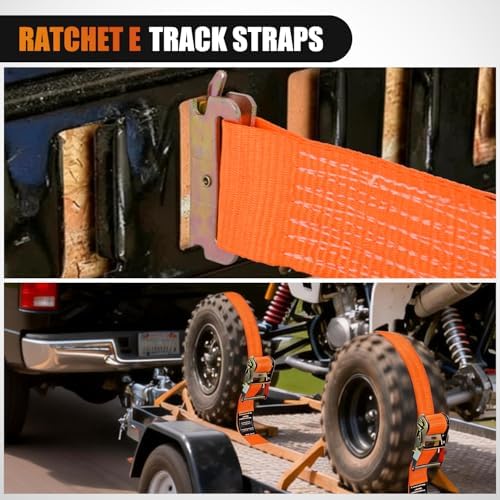 Nilight E-Track Ratchet Straps 8 Pack 2" x 15' Orange - Image 5