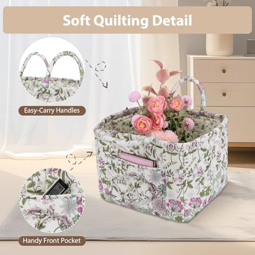 Storage Basket Boho Fabric Large Collapsible Floral Laundry Nursery Hamper - Image 5