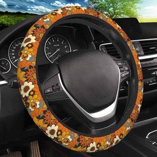 KARREAL Bohemian Flowers Elastic Steering Wheel Cover by Unknown